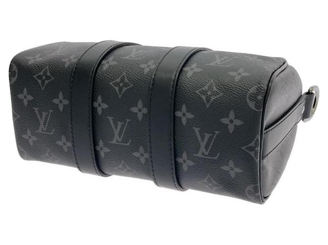 Louis Vuitton Monogram Eclipse Reverse Keepall Bandoulière 25cm Schwarz Grau - Ansicht 3
