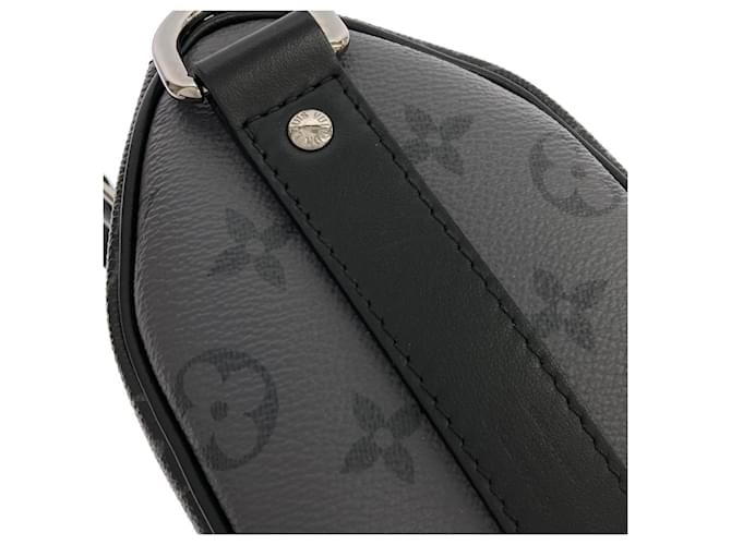 Louis Vuitton Monogram Eclipse Reverse Keepall Bandoulière 25cm Schwarz Grau - Ansicht 4