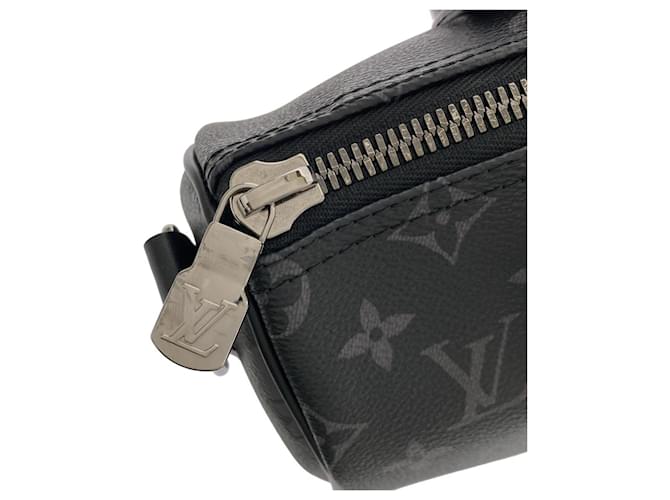 Louis Vuitton Monogram Eclipse Reverse Keepall Bandoulière 25cm Schwarz Grau - Ansicht 5