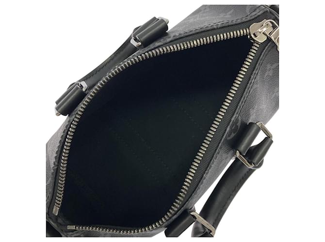 Louis Vuitton Monogram Eclipse Reverse Keepall Bandoulière 25cm Schwarz Grau - Ansicht 8