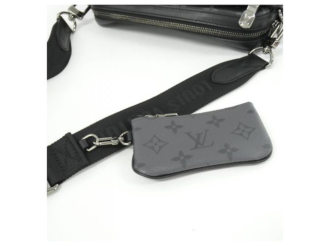 Louis Vuitton Monogram Eclipse Reverse Trio Messenger Umhängetasche Schwarz Grau - Ansicht 5