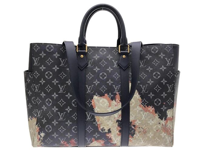 Louis Vuitton Monogram Bleach Sac Plat Handbag Black Blue - view 2
