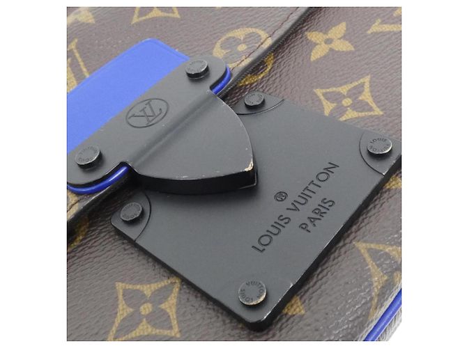 Borsa Messenger Louis Vuitton Monogram Macassar S-Lock Marrone Blu - vista 4