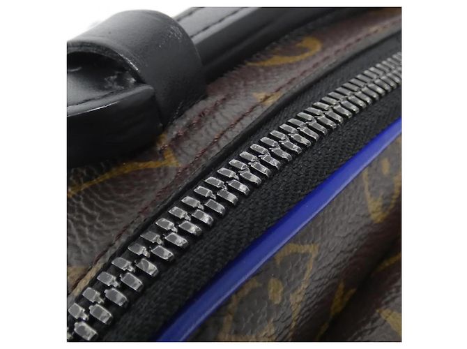Borsa Messenger Louis Vuitton Monogram Macassar S-Lock Marrone Blu - vista 6