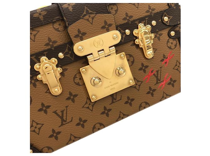 Borsa a tracolla Louis Vuitton Monogram Reverse Petite Malle Marrone - vista 5