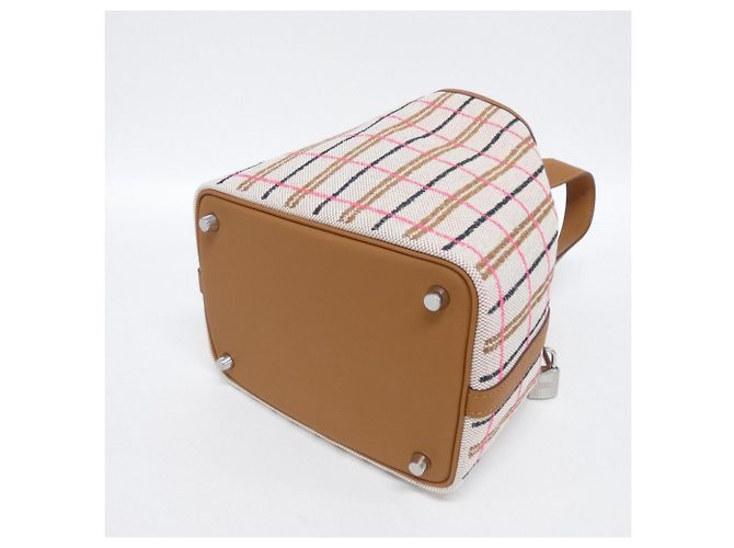 Hermès Borsa Hermes Couverte Carre Picotin Lock PM Nero Rosso Beige D'oro Crudo - vista 2
