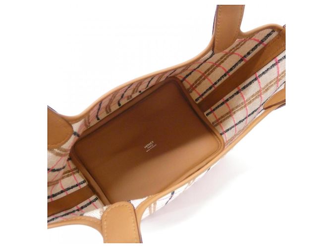 Hermès Borsa Hermes Couverte Carre Picotin Lock PM Nero Rosso Beige D'oro Crudo - vista 5