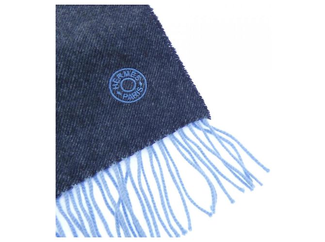 Hermès Stola in cashmere Hermes Blu Blu navy - vista 2