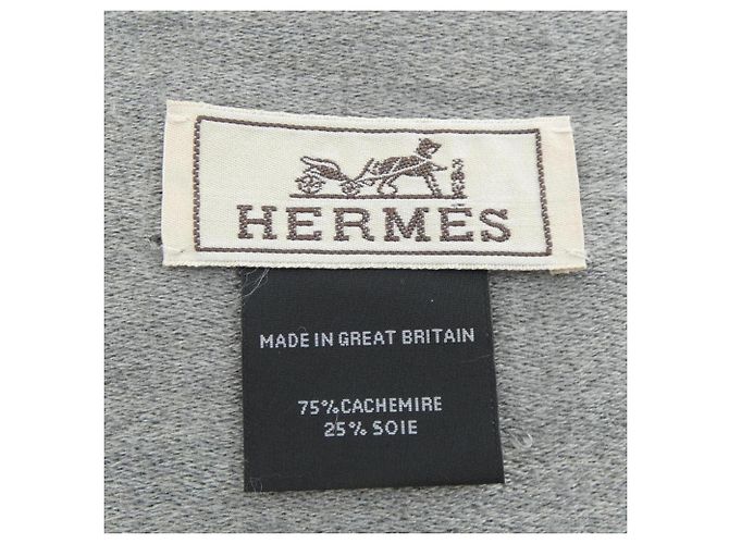 Echarpe de seda e cashmere Hermès Marrom Verde - vista 3