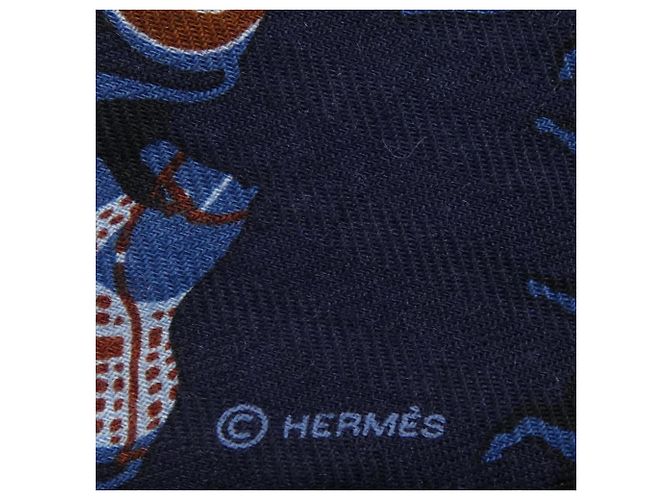 Hermès Losange Schal Marineblau Seide Kaschmir - Ansicht 4