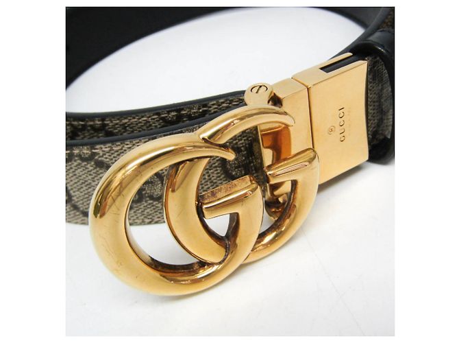 Cinturón reversible Gucci GG Emblem Negro Beige - vista 5