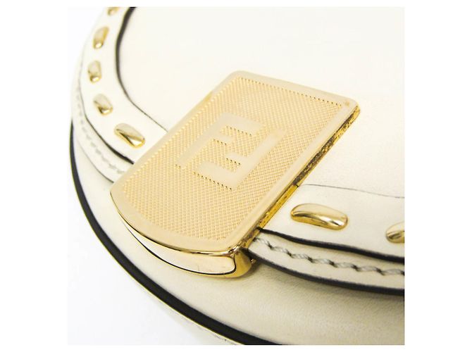 Borsa a tracolla in pelle da donna Fendi Moonlight 8BT346 Bianco sporco - vista 9