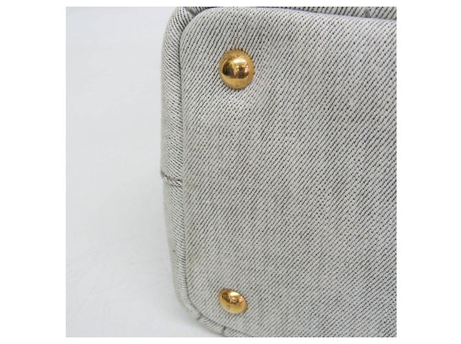 Borsa Prada Canapa Flower Corsage Denim Bianco - vista 12