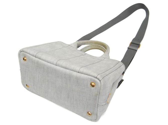 Borsa Prada Canapa Flower Corsage Denim Bianco - vista 3
