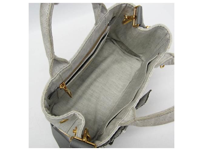 Borsa Prada Canapa Flower Corsage Denim Bianco - vista 4