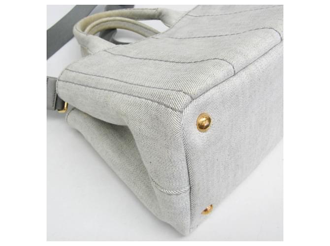 Borsa Prada Canapa Flower Corsage Denim Bianco - vista 5