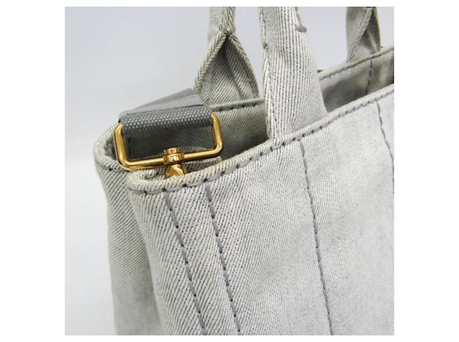 Borsa Prada Canapa Flower Corsage Denim Bianco - vista 7