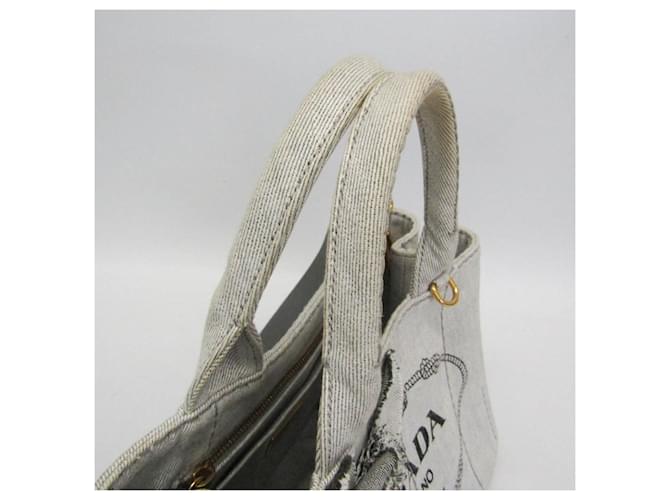 Borsa Prada Canapa Flower Corsage Denim Bianco - vista 9