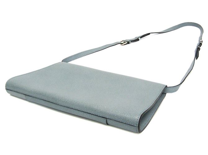 Borsa a tracolla in pelle da donna Valextra Scala Large Blu chiaro - vista 2