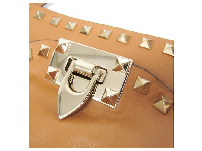 Borsa a tracolla in pelle da donna Valentino Garavani Lockstuds Cammello - vista 13
