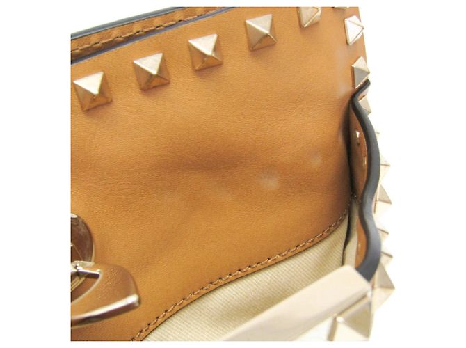 Borsa a tracolla in pelle da donna Valentino Garavani Lockstuds Cammello - vista 19