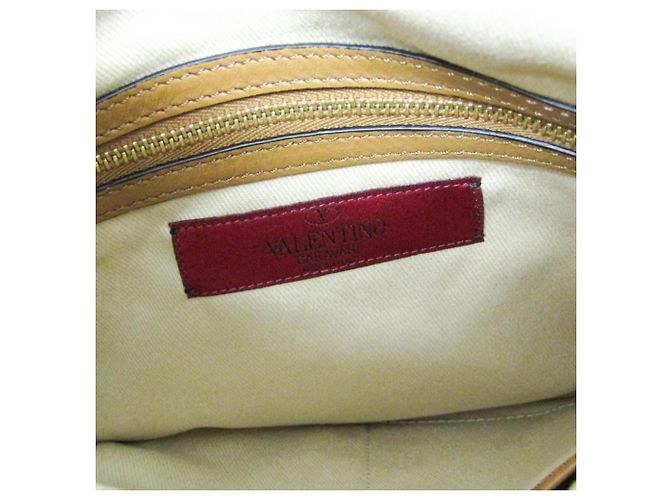 Borsa a tracolla in pelle da donna Valentino Garavani Lockstuds Cammello - vista 20