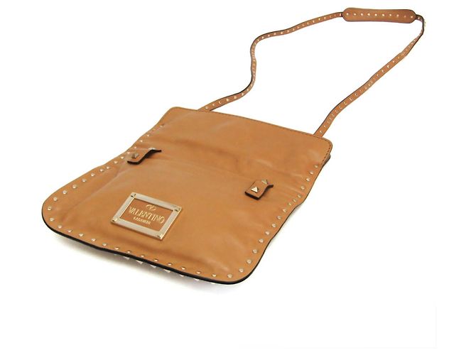 Borsa a tracolla in pelle da donna Valentino Garavani Lockstuds Cammello - vista 4