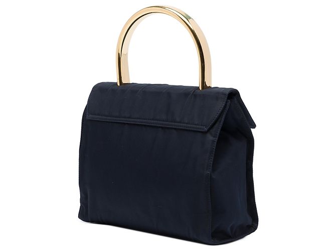 Borsa Prada Black Tessuto Metal Top Handle Nero - vista 2