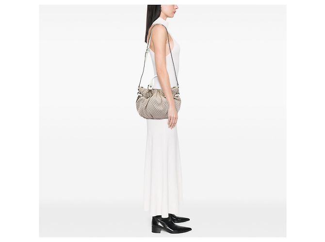 Céline Borsa a tracolla Celine in tela Macadam beige - vista 5