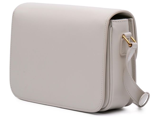 Céline Celine White Classique Shiny Calfskin Triomphe Crossbody Bianco - vista 2