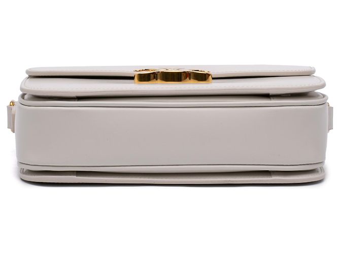 Céline Celine White Classique Shiny Calfskin Triomphe Crossbody Bianco - vista 3