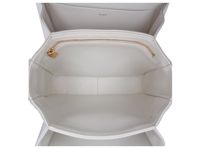 Céline Celine White Classique Shiny Calfskin Triomphe Crossbody Bianco - vista 4