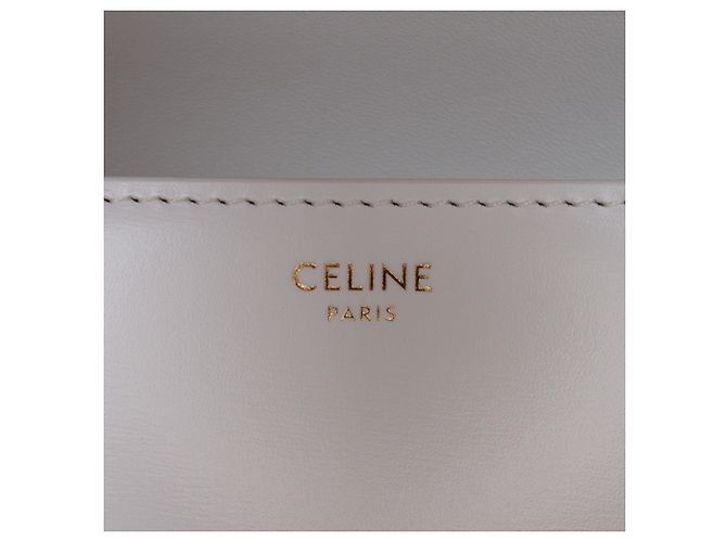 Céline Celine White Classique Shiny Calfskin Triomphe Crossbody Bianco - vista 5