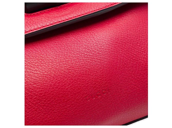 Borsa Gucci Red Small Calfskin Bamboo Daily Rosso - vista 5