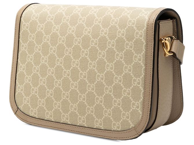 Borsa a tracolla Gucci Beige Medium GG Supreme Horsebit 1955 - vista 2