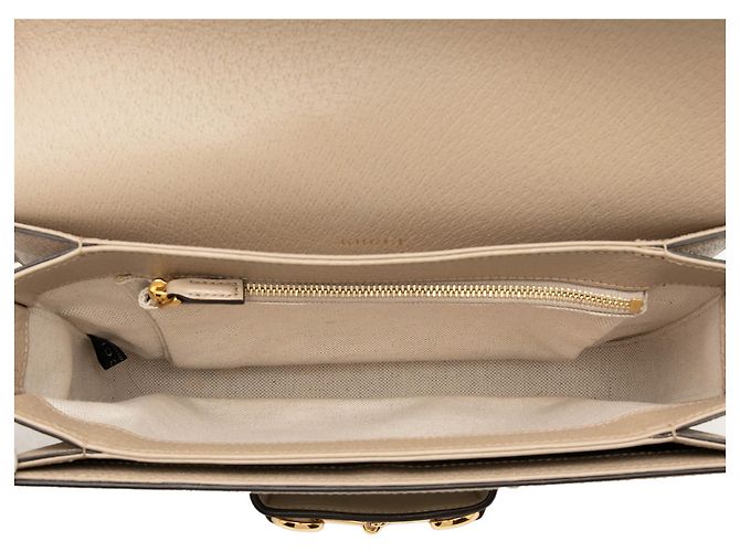 Borsa a tracolla Gucci Beige Medium GG Supreme Horsebit 1955 - vista 4