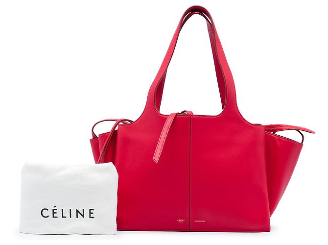 Céline Tote trifold de couro pequeno vermelho Celine - vista 7