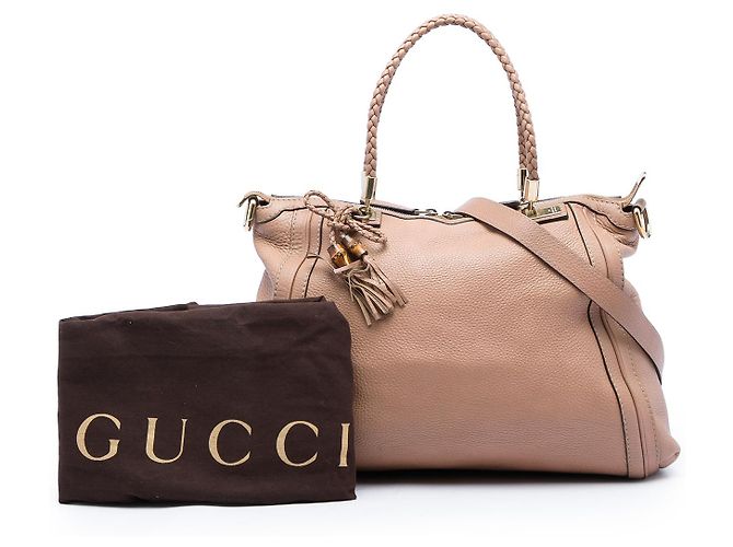 Bamboo Borsa Tote Convertible Bella in pelle di vitello marrone Gucci Carne - vista 6
