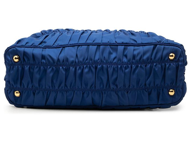 Borsa a tracolla Prada Blue Tessuto Gaufre con struttura - vista 3