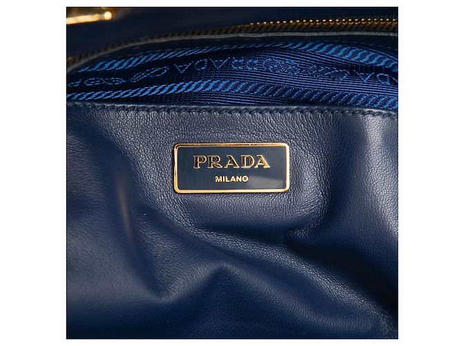 Borsa a tracolla Prada Blue Tessuto Gaufre con struttura - vista 5