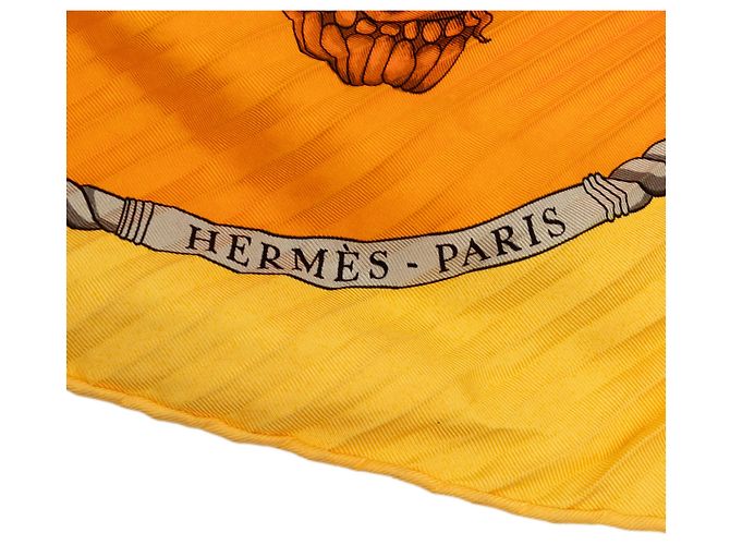 Sciarpa in seta plissettata Hermès Orange Les Folies du Ciel 140 Arancione - vista 6