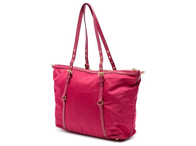 Borsa Prada Tessuto con finiture in Saffiano rosa - vista 2