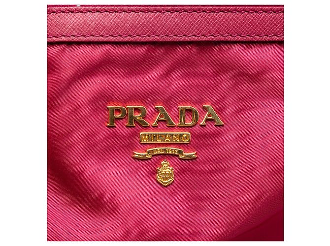 Borsa Prada Tessuto con finiture in Saffiano rosa - vista 5