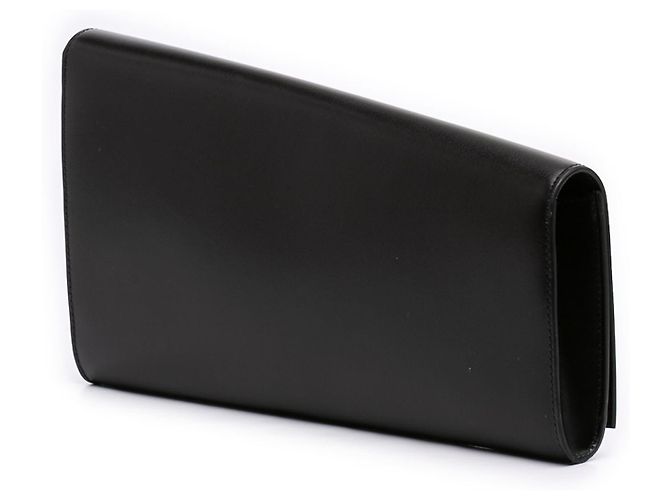 Céline Clutch Celine in pelle nera con logo asimmetrico Nero - vista 2