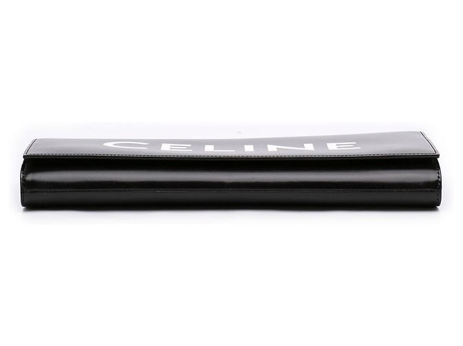 Céline Clutch Celine in pelle nera con logo asimmetrico Nero - vista 3