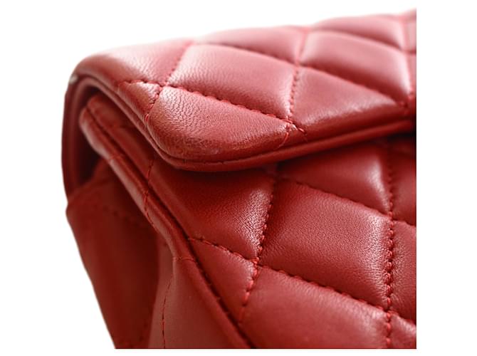 Chanel Red Extra Mini Rectangular Classic Lambskin Single Flap Rosso Bordò - vista 12