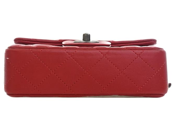Chanel Red Extra Mini Rectangular Classic Lambskin Single Flap Rosso Bordò - vista 5