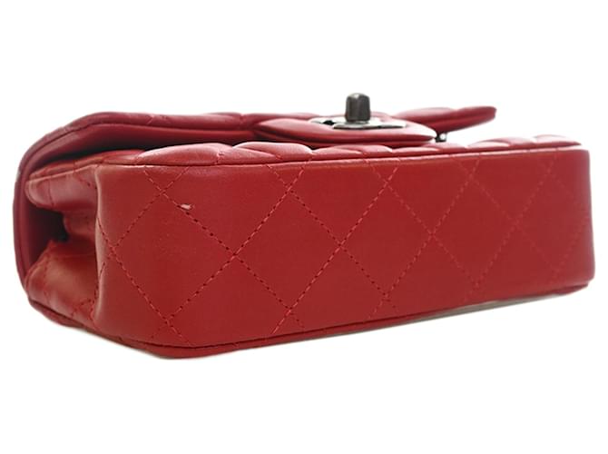 Chanel Red Extra Mini Rectangular Classic Lambskin Single Flap Rosso Bordò - vista 6