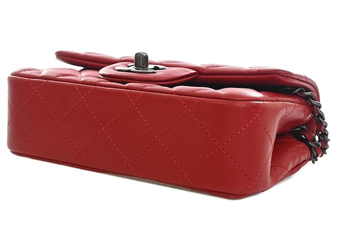 Chanel Red Extra Mini Rectangular Classic Lambskin Single Flap Rosso Bordò - vista 7