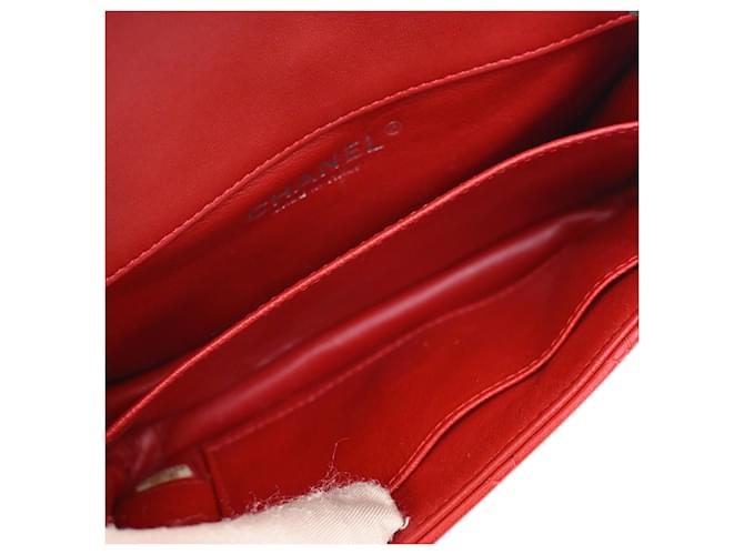 Chanel Red Extra Mini Rectangular Classic Lambskin Single Flap Rosso Bordò - vista 8